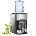 NUNET 3-in-1 Portable Ice Maker Water Dispenser Countertop Built-in Ice Machine 44lbs Ice Daily Top Loading 5 Gallon Hot Cold Water Dispenser w. 4lb Ice Storage & Cleaning Sets, Water Pump