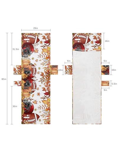 Fall Football Beach Lounge Chair Towel Cover, Soft Chaise Lounge Towel with Side Pockets Patio Pool Chairs Cover for Beach/Pool Sunbathing 29x85 Thanksgiving Rugby Autumn Maple Leaf Orange