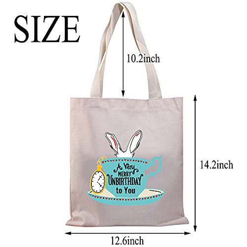 Bolso tipo tote Princess de BDPWSS con frase 'A Very Merry Unbirthday To You', para mujeres, ideal como regalo temático de cuentos y libros miniatura 3