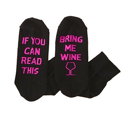 DOINSHOP Unisex Creative Fashion Socks IF YOU CAN READ THIS Print Knitting Socks (Bring Me Wine)
