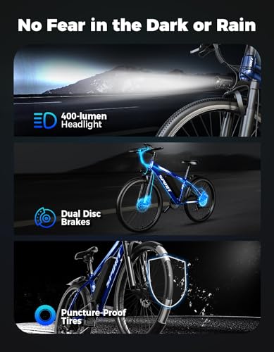 Image of Misodo Electric Bike for Adults, 1500W Peak Mountain Ebike with 25 MPH, 65 Miles Range, 7 Speeds, 48V 10Ah Removable Battery 26 inch Ebike for Commute