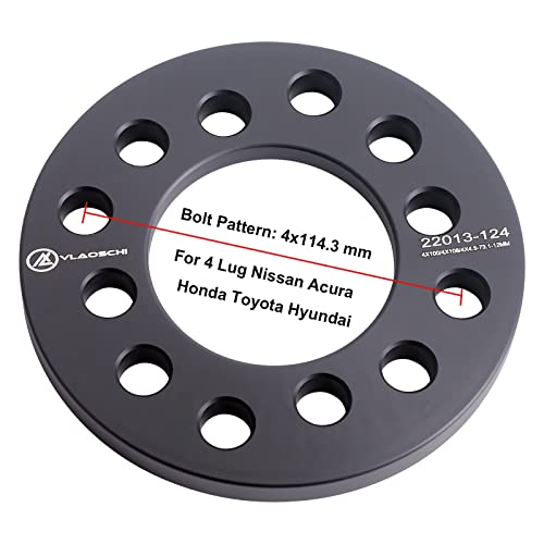 VLAOSCHI Black Forged 4x100 4x108 4x114.3 4x4.5 Universal Wheel Spacers 1/2 Inch (12mm) Compatible with Honda-Acura-Mitsubishi 4 Lug for Accord Civic Prelude Legend Integra Galant Mirage - Set of 4