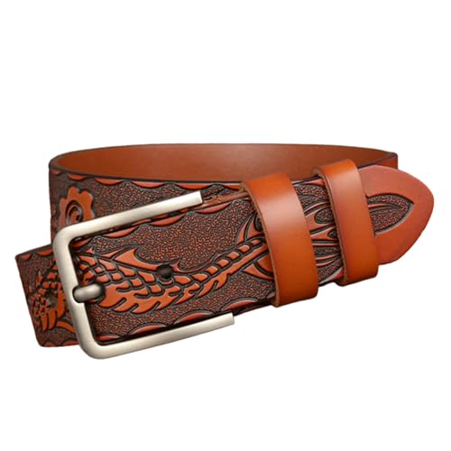 Ceinture dragon en cuir gaufré vintage avec une boucle robuste et réglable