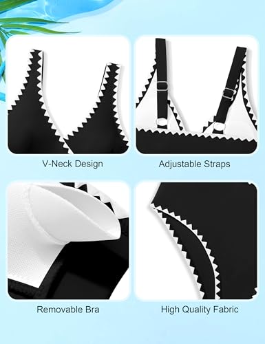 Image of KANGKANG Girls Swimsuit Bikini Set Solid Color V-Neck Two Piece Bathing Suit with Chest Pad Adjustable Straps Swimwear 7-16T