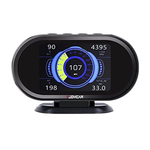 VJOYCAR V70 OBD2 Gauge HUD Heads Up Display, Car Computer OBD ii Scanner Speed Engine Coolant Temperature Fuel Consumption Digital Speedometer Mileage Overspeed Voltage Faulty Code Alarms