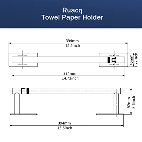 Ruacq Matte Black Paper Towel Holder Double Post Pivoting Square Base Under Cabinet Paper Towel Holder For Kitchen Self-Adhesive Or Drill Mounting #TOP5