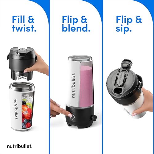 nutribullet Flip Portable Blender with Insulated Cup, White, NBPB50350AW - image 3