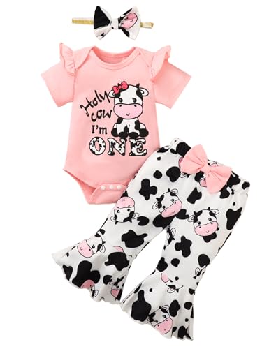 Baby Girl First Birthday Outfit - Holy Cow I'm One