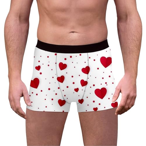 Generisch Pantalones cortos de boxeo para hombre con estampado de corazón para el día de San Valentín, alta elasticidad, calzoncillos cómodos y elegantes para el día a día, calzoncillos bóxer para