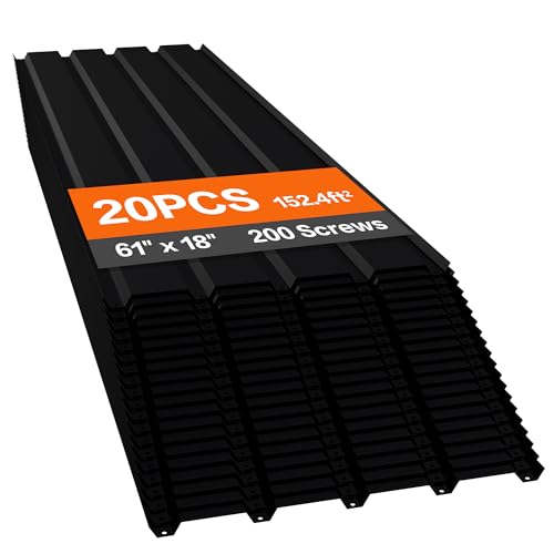HDSTORZON 61" x 18" Metal Roof Panels 20pcs, Galvanized Steel Roofing Sheets, Anti-Rust & UV-Resistant, Lightweight Yet Sturdy, Metal Roofing Panels for Barns, Garages, Patios, Industrial Use