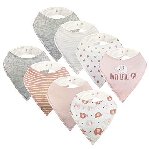 Image of MODERN BABY 8 Pack Bandana Bibs For Girls & Boys Drooler Baby Bibs Soft Absorbent