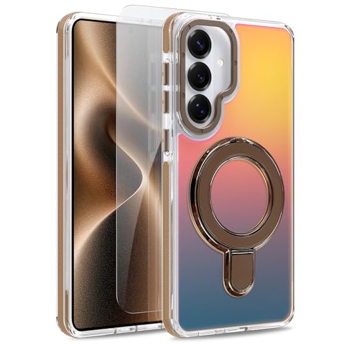 Image of Magnetic for Samsung Galaxy S26 Plus Case with Stand [Compatible with Magsafe] [Cute Fluorescent Design] [1 Screen Protector] Slim Translucent Matte Case for Galaxy S26 Plus 6.7 inch, Desert