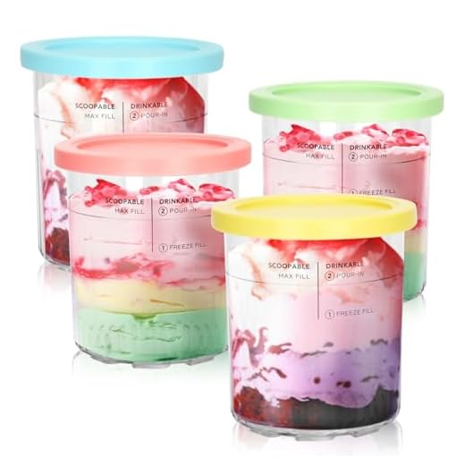 Lot de 4 pintes Ninja Creami Deluxe - NC500 NC501 pour machine à crème glacée Ninja Delux, conteneurs Ninja Creami Deluxe pouvant contenir 680,4 g de nourriture, passe au lave-vaisselle