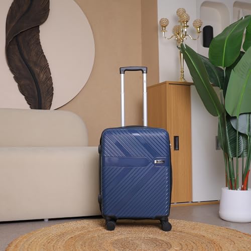 Image of abc Wisdom Cabin 55 Cm(Small) Polypropylene (Pp) 360 Degree 8 Wheels Spinner Luggage /Suitcase /Trolley Bag for Travel Hard Case Luggage, Lightweight with Combination Lock, 7 Years Warrnty (Navy Blue)