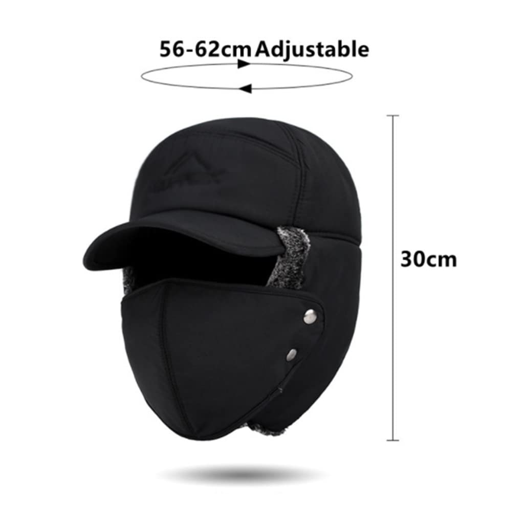 FENOKD Winter Thermal Bomber Hats Men Women Ear Protection Face Windproof Ski Cap Velvet Thicken Couple Hat (Argento 6 7/8) (Argento 6 7/8)?Argento-6 7/8