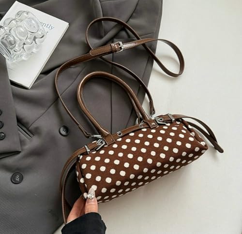 Polka Dot Top Handle Purse Shoulder Crossbody Bag with Adjustable Strap Retro Buckle Tote Handbag Travel Causal Y2K Hobo Bag2