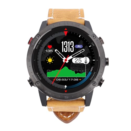TIKATARER Reloj Inteligente para Hombres, Reloj Inteligente Deportivo Redondo de 1,3 Pulgadas con Barómetro con Sensor de Profundidad a Prueba de Agua de 50 Metros para Fitness, Buceo, Correr, Nadar