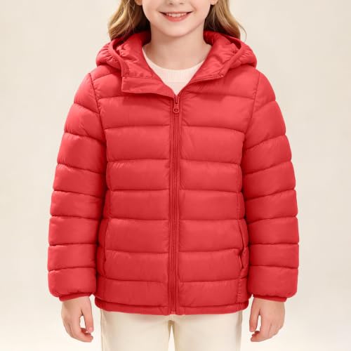 Girls Winter Jackets Girls Winter Coat with Hood Warm Lightweight Puffer Quilted Jacket for Kids Ropa para Niñas De 11 Años Ropa para Niñas De 10 Años Red 5-6Years - image 8