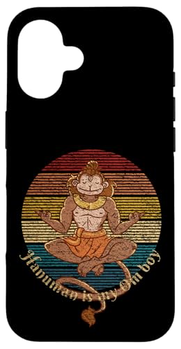 Funny Hanuman Is My Om Boy �q���h�D�[���̐_�Ɛ_�̃��@�i�� �X�}�z�P�[�X iPhone 16 �p