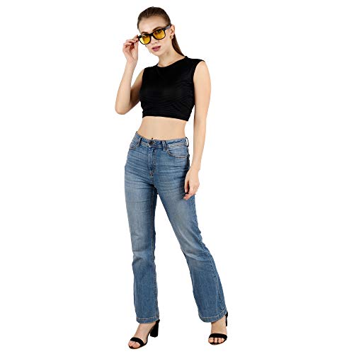 Image of POPWINGS Solid Casual Sleeveless Regular-Fit Crop Tops for Women with Front Chain| Crop Tops for Women Stylish Western Summer Wear
