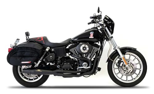 Generico RedThunder Kit Completo Scarichi 2in1 Marmitte Nero Compatibili per Moto (Harley Davidson) Modello Dyna M.Y. 1991/2005 5 Marce, Anni 1991-2005