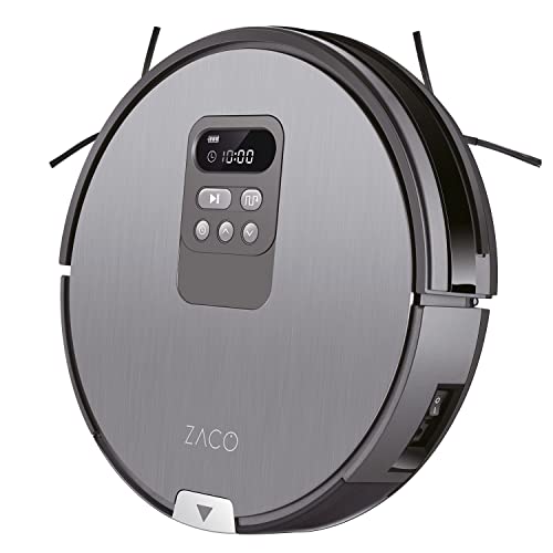 ZACO V80 Saugroboter mit Wischfunktion, intelligente Navigation, automatischer Staubsauger Roboter, 2in1 nass Wischen oder Staubsaugen, für Hartböden, Fallschutz, mit Ladestation, ideal für Tierhaare