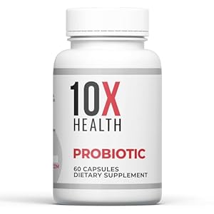 10X Health Probiotics – Immune Support Supplement & Probiotics for Digestive Health w/Lactobacillus Acidophilus, Rhamnosus & Bifidobacterium Longum, Dietary Supplements w/Essential Enzymes (60 Caps)