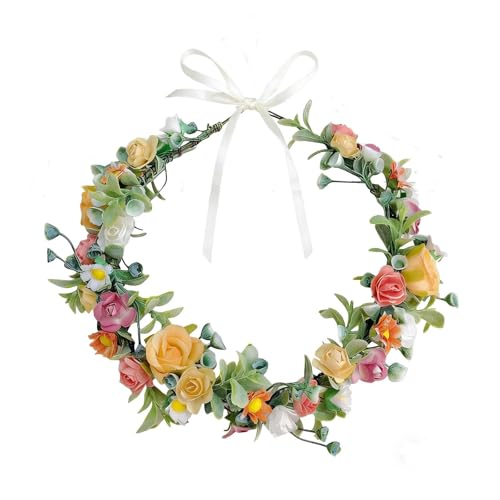 Dinghaole Femme Corolle Headwear - Roses Motif Corolle Headband pour Vacances, Mariages, Fêtes, Accessoires De Mode Bohème