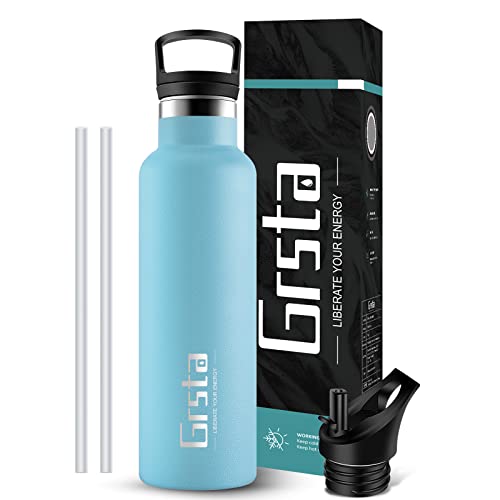 Grsta Termo Taza, Botella Termica 500ml, Botella Agua Deporte, Botella Gimnasio, Termo Pequeño para Cafe, Botella Agua de Acero Inoxidable,Botella Agua Pajita,Termo para Agua Fria,Botella Reutilizable Cover
