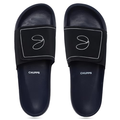 Image of CHUPPS Urban Edge Navy & Navy Drift Orthopedic Slippers | Soft Footpharma Footbed | Breathable Ventilation Holes | Lightweight Flip Flops | Anti-Skid Chappals for Everyday For Mens