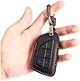 2021 Cadillac Escalade Key Fob Cover, Genuine Leather Key Fob Case protector for CT5, CT6, CTS, XT5, XT6 with leather keychain for Cadillac Escalade Key fob case Holder only for 6 Buttons (Black)