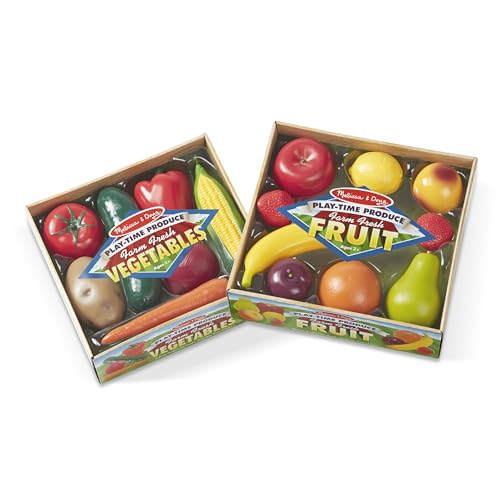 Melissa & Doug Play-Time Produce Fruit (9 pcs) and Vegetables (7 pcs) Realistic Play Food - image 7