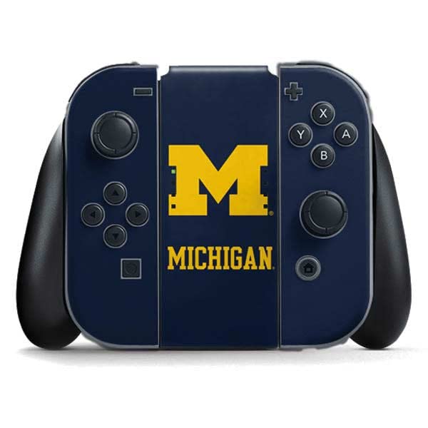 Skinit Decal Gaming Skin Compatible with Nintendo Switch Joy Con Controller - Officially Licensed University of Michigan M Logo Design