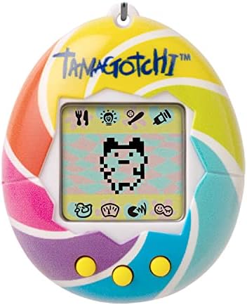 TAMAGOTCHI 42879 Bandai, Gen 1, Candy Swirl z łańcuchem  oryginalna wirtualna rzeczywistość zwierzaka, wielokolorowa