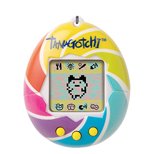 TAMAGOTCHI 42879 Bandai, Gen 1, Candy Swirl with Chain-The Original Virtual Reality Pet, Multicolor