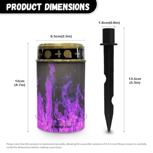 Image of Halloween Solar Flame Lights, Waterproof Flameless Candles | Purple Flame Solar Lights for Cemetery Grave Decorations Water Resistant LED Flameless Candle for Grave Memorial Gift Decor