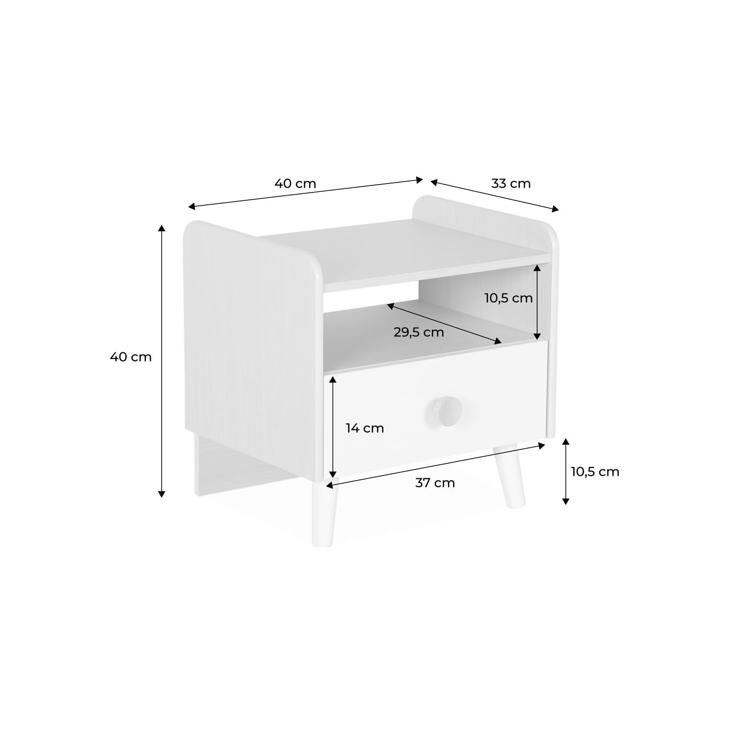 sweeek - Table de Chevet Enfant Effet Bois. Blanc. 1 tiroir