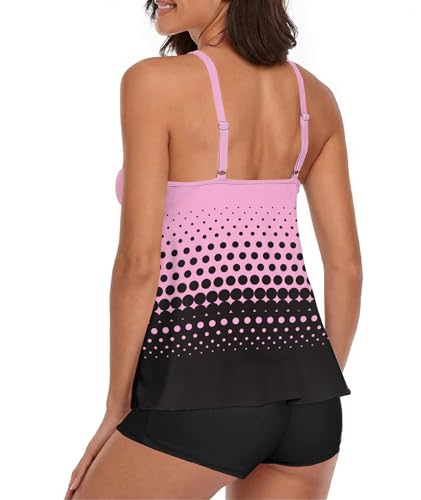 Image of Urchics 2026 Women Two Piece Tankini Swimsuit Tummy Control Plus Size Long Torso Top and High Waisted Boyshorts Bathing Suits