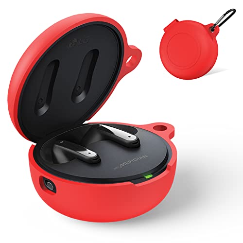 Case for LG Tone Free FP9/T90/FP9W/FP9E Silicone Cover Protective case Scratchproof/Shockproof/Waterproof for LG Tone Free True Wireless Bluetooth Earbuds Accessories with Keychain (Red)