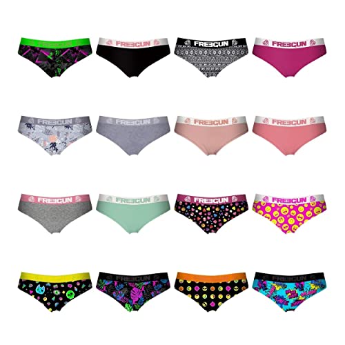 FREEGUN Pack Surprise Culotte Femme Microfibre, Lot de 5, Modèle Aléatoirement Choisis, Gris, Noir, Rose, Bleu, Taille S