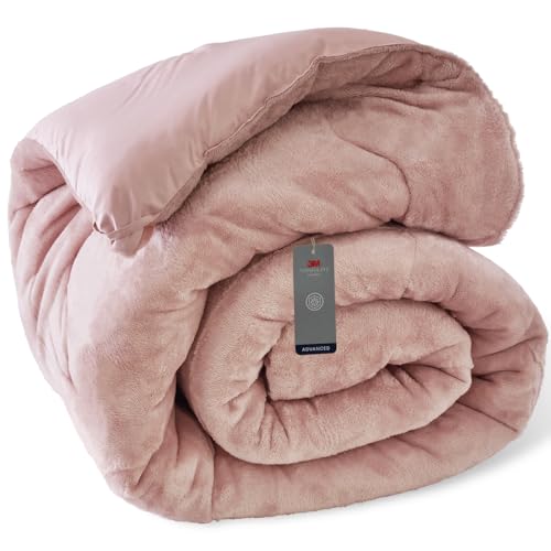 アイリスプラザ 掛け布団 シンサレート 充填量1.5kg 軽くてあったか 高保温・断熱性 洗濯機OK 高機能中綿素材シンサート使用 暖かさを逃さない掛布団 超極細マイクロファイバー繊維 フランネル生地 ダブル スモーキーピンク