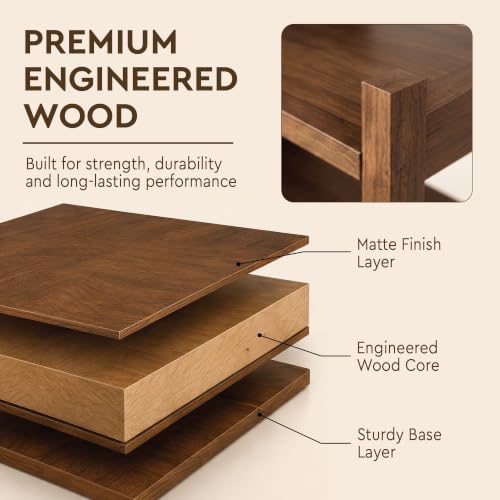 Image of Book Shelf for Home Library with Assembly | Laminated Engineered Wood Storage Rack for Living Room, Office, Kitchen, Bedroom (Walnut, 3 Layer)