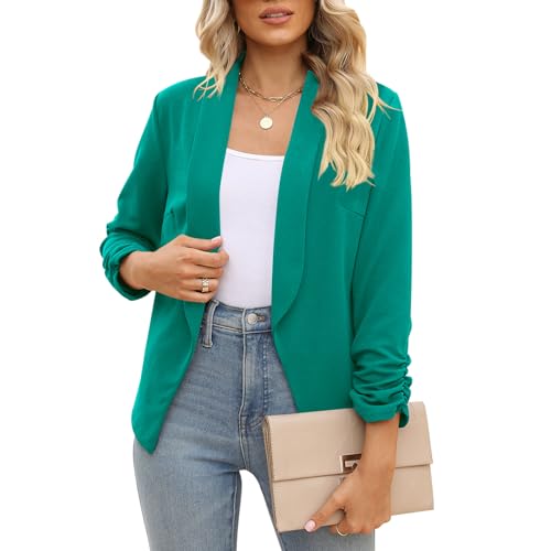 Image of POGTMM Women 3 /4 Sleeve Blazer Open Front Cardigan Jacket Work Office Blazer