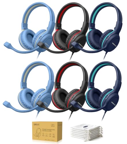 Image of SIMOLIO KD-1 Color-Coded Classroom Headphones 6 Pack for Schools & Students