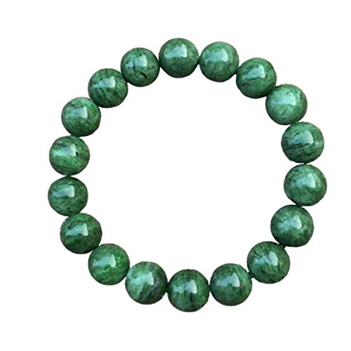 Bracelet Diopside vert naturel et quartz pour femme avec perles rondes 10.5mm