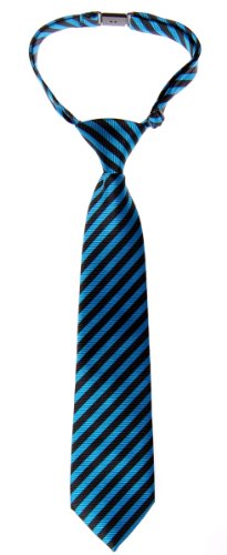 (リトリーズ) RETREEZ ストライプ 織物 作り結び式男児用ネクタイ - ブルーとブラックのストライプ - 24ヶ月 - 4歳