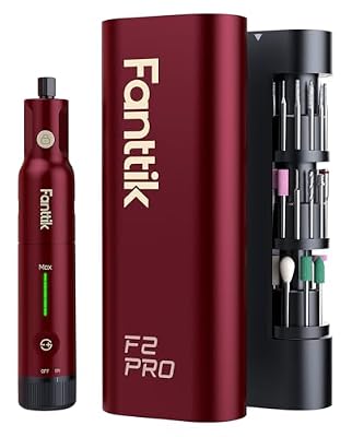Fanttik F2 PRO Cordless Rotary Tool Kit Strong Magnetic Motor, Revostor Hub, 5 Variable Speed, 25000 RPM, 55 Accessories, for 3D Printed Sanding, Polishing, Drilling, Carving, Cutting DIY Craft, Red
