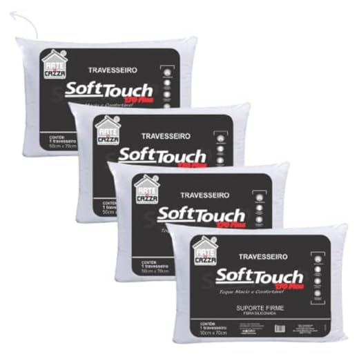 Kit 4 Travesseiro 50x70cm Lavavel Antiácaro 100% Fibra Siliconada Softh