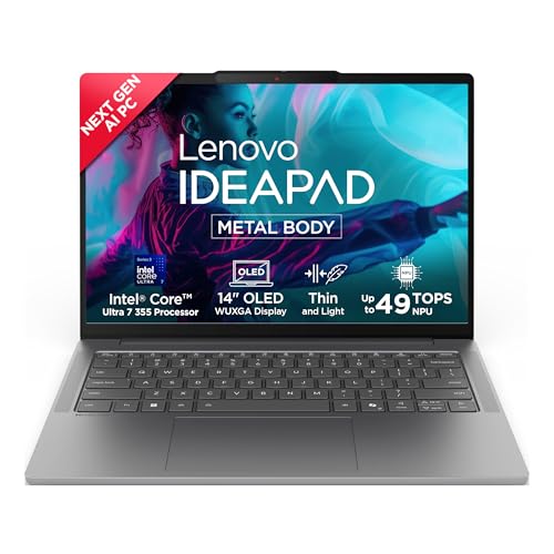 Image of Lenovo IdeaPad Slim 5 Intel Core Ultra 7 355 Next-Gen AI PC (16GB RAM /512GB SSD /14 (35.5cm) /WUXGA OLED /Copilot+ PC /Windows 11 /MSO 365 Basic+Office 2024 /1Yr ADP Free /Grey /1.4Kg), 83S5005KIN