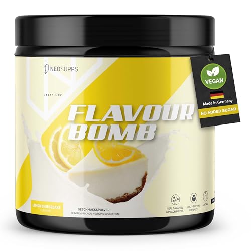 Neosupps Geschmackspulver Lemon Cheescake 250g, Kalorienarmes Flavour Pulver zum Süßen, einsetzbar für Lebensmittel & Getränke, ohne viel Zucker & Kalorien, geprüfte Qualität, Made in Germany